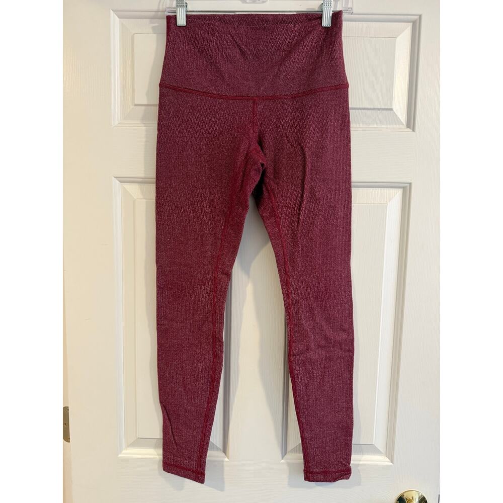 Lululemon Wunder Under High Rise Herringbone Leggings - Berry Red - Size 8